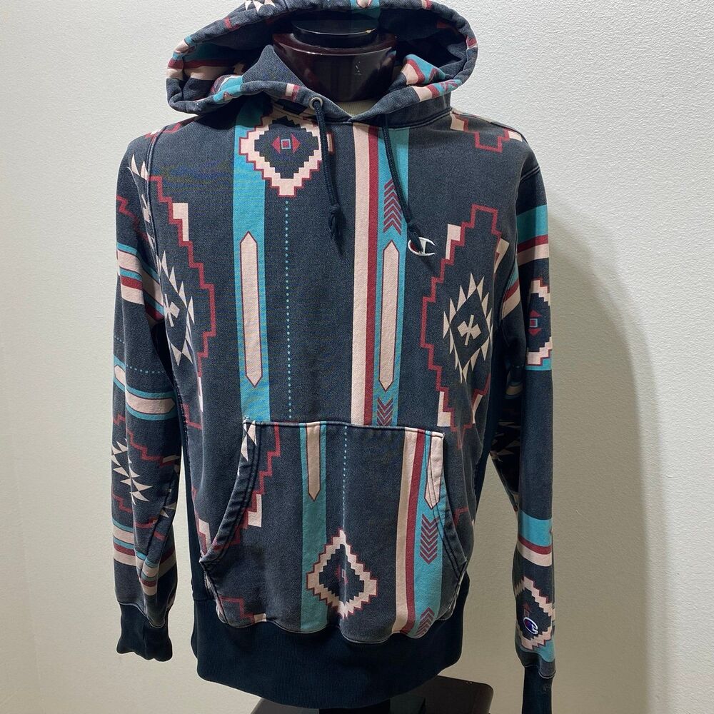 Champion Reverse Weave Aztec Hoodie Size Medium